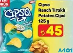 CİPSO RANCH TIRTIKLI PATATES CİPSİ 125 G fiyat ve kampanya bilgisi